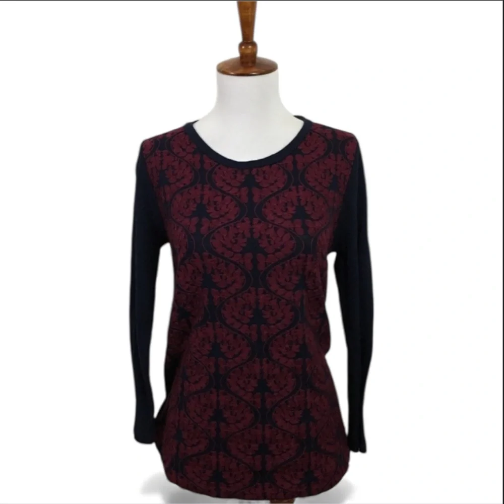 J. Crew Embroidered Top Women’s S Crew Neck 3/4‎ Sleeve Preppy Classic